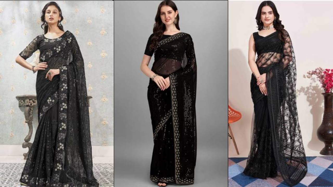 Black Saree Design : एलिगेंट और ग्लैमरस लुक पाने के लिए पहनें ये खूबसूरत काले रंग की साड़ियां
