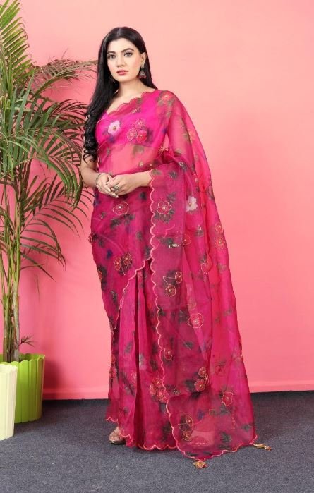  40 की उम्र में भी लगेंगी 25 की जब पहनेंगी ऐसी खूबसूरत Organza Silk Saree