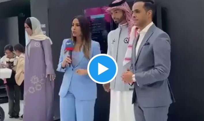 Did Saudi Arabia's first male robot touch a female reporter inappropriately?